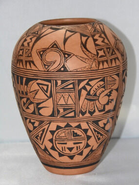Hopi Sichomovi Pueblo Vase by Potter Nancy Lewis Signed